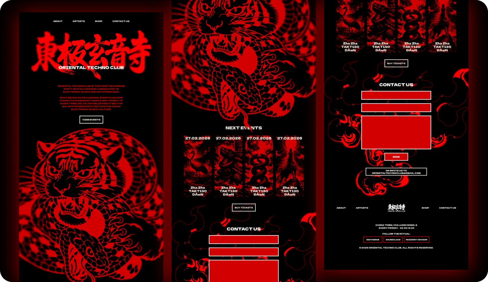 Oriental Techno Club – home page overview