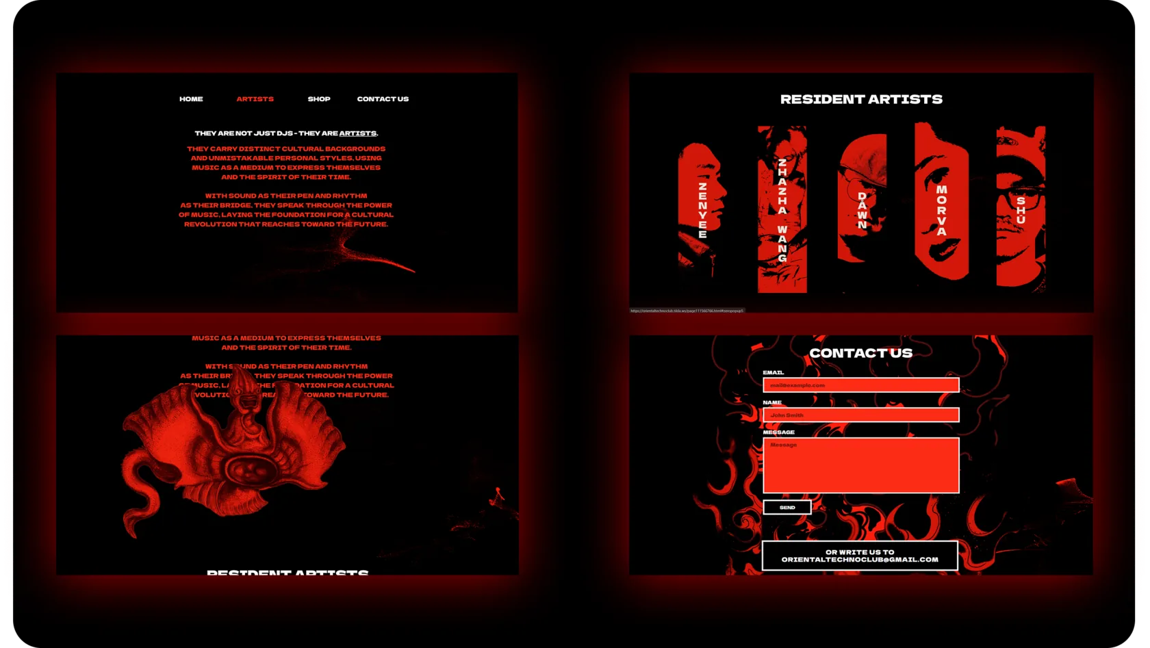 Oriental Techno Club – artists page overview